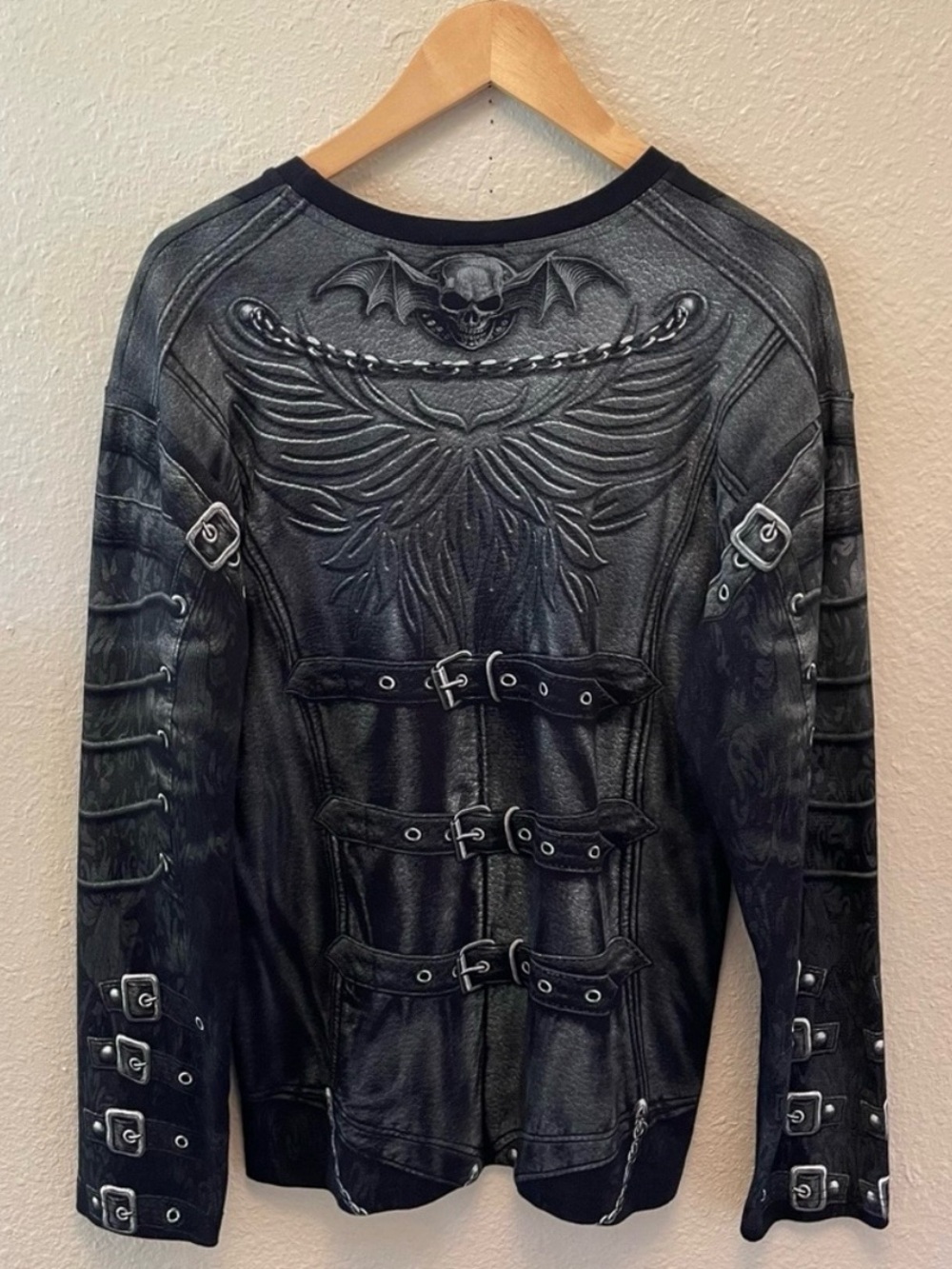 Spiral Direct Gothic Wrap Allover Jacket Vest Skull Print Design Cotton Shirt L - Picture 13 of 13
